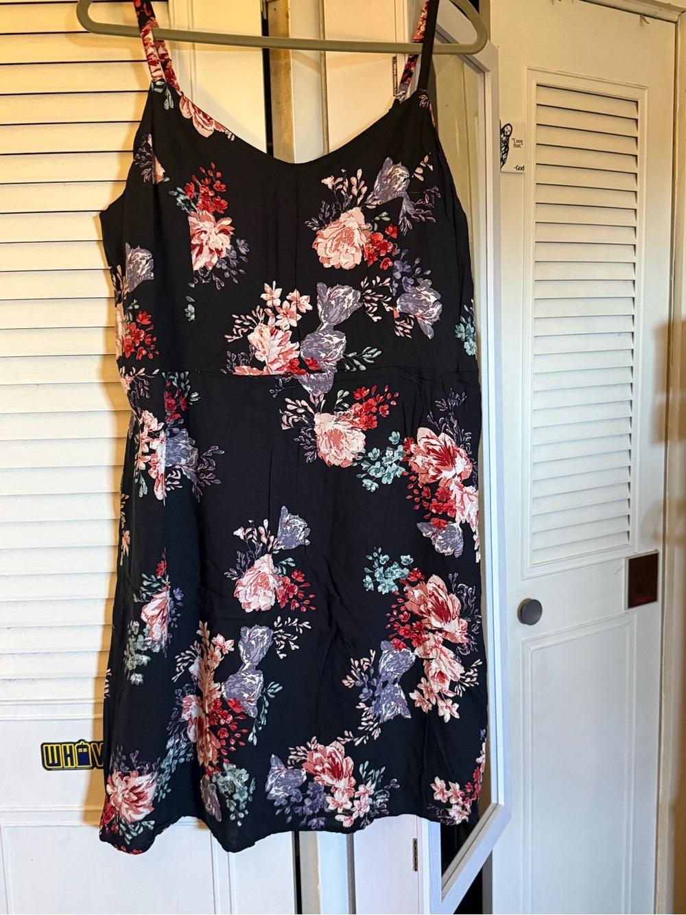 Maurices Black Floral Spaghetti-Strap Mini Dress
